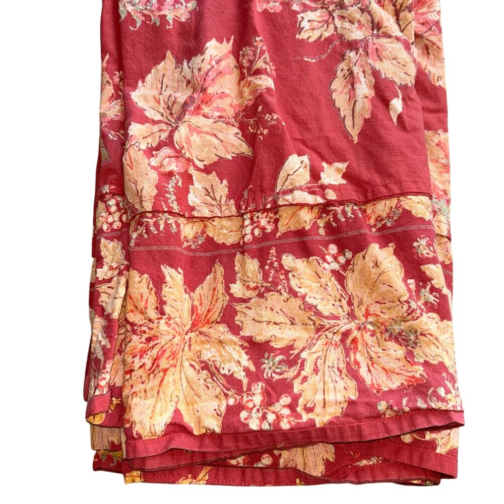 April Cornell vintage rectangular tablecloth red floral  grapes 56x78